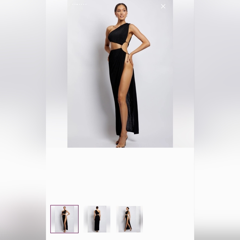 Meshki Black Maxi Dress with High Slit for Night Out